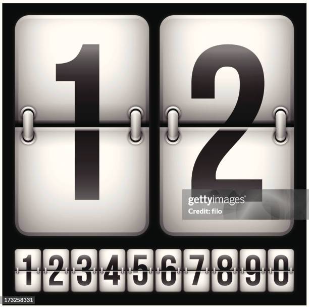 white flip clock - number-one-black-background stock illustrations