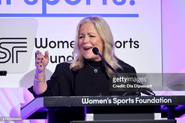 Stacey Allaster recives the Billie Jean King Leadership Award during Women's Sports Foundation's Annual Salute To Women In Sports at Cipriani Wall...