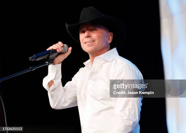 Kenny Chesney performs at the 53rd Anniversary Nashville Songwriters Hall Of Fame Gala at Music City Center on October 11, 2023 in Nashville,...