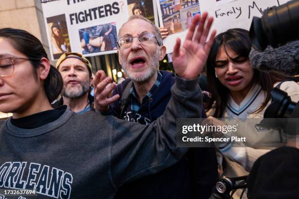 Supporters of both Israel and Palestine engage with each other at Columbia University on October 12, 2023 in New York City. Across the country and...