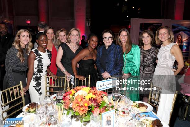 Lauryn Williams and Billie Jean King pose with Bank of America group during Women's Sports Foundation's Annual Salute To Women In Sports at Cipriani...