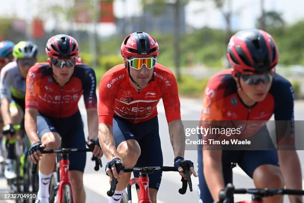 Elia Viviani of Italy and Team INEOS Grenadiers - Red Leader Jersey prior to the 4th Gree-Tour of Guangxi 2023, Stage 2 a 149.6km stage from Beihai...