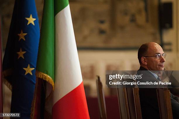 Italian Prime Minister Enrico Letta attends the presentation of the book 'Un economista eclettico. Distribuzione, tecnologie e sviluppo nel pensiero...