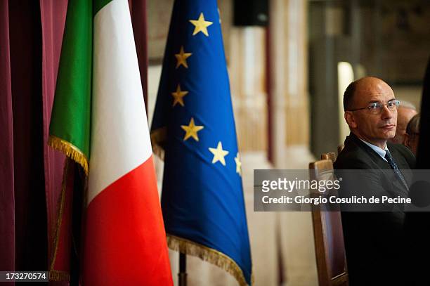Italian Prime Minister Enrico Letta attends the presentation of the book 'Un economista eclettico. Distribuzione, tecnologie e sviluppo nel pensiero...