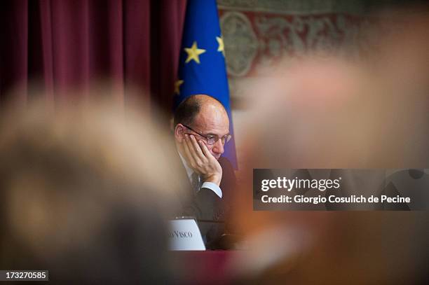 Italian Prime Minister Enrico Letta attends the presentation of the book 'Un economista eclettico. Distribuzione, tecnologie e sviluppo nel pensiero...