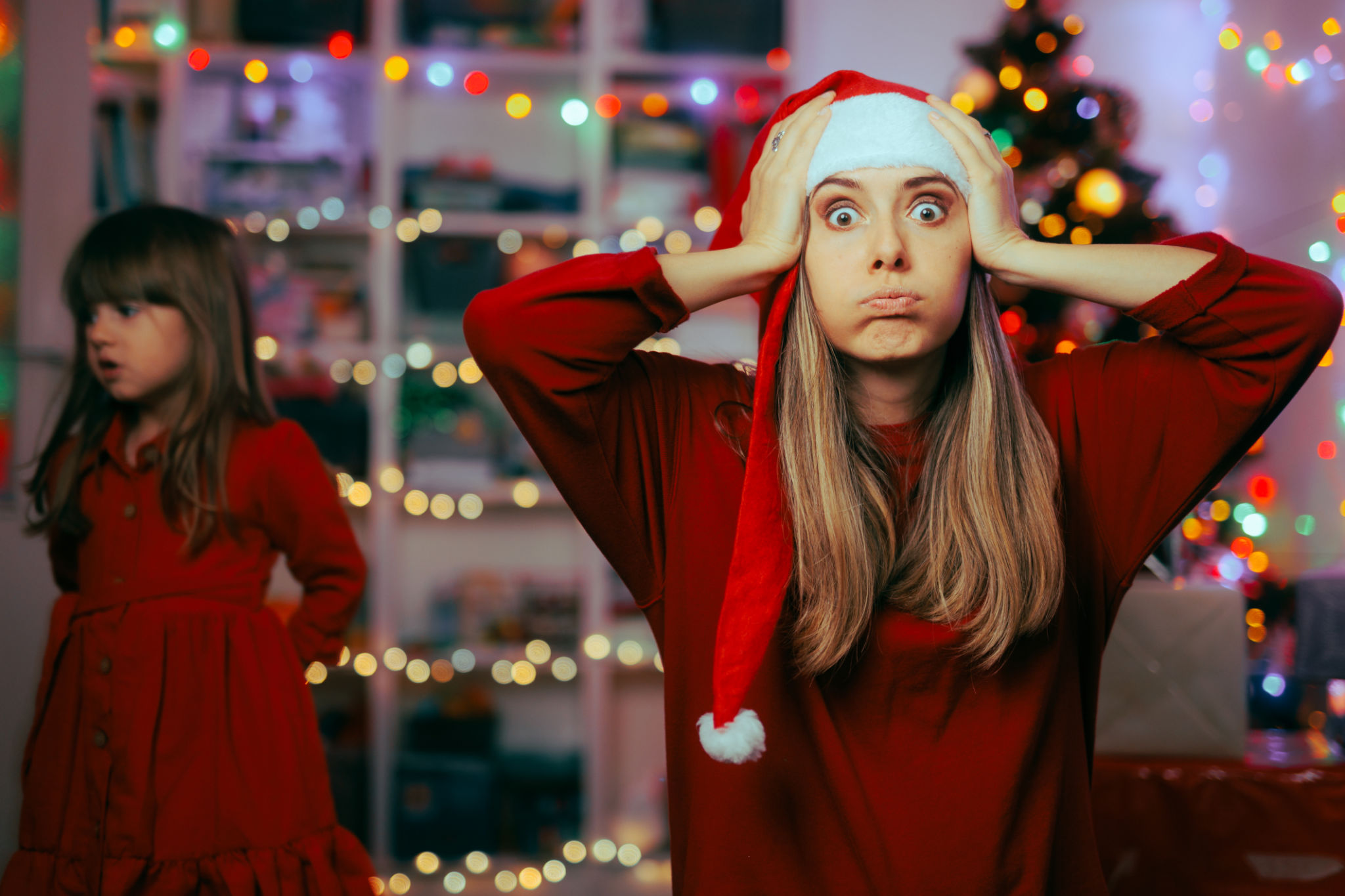 Exasperated Mother Feeling Stressed During Christmas Holidays Exasperated Mother Feeling Stressed During Christmas Holidays