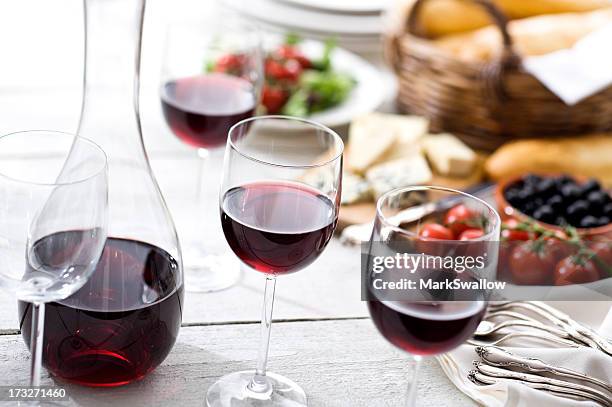 red wine at picnic - karaffin bildbanksfoton och bilder