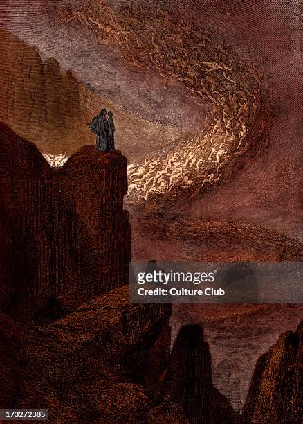 Dante Alighieri, La Divina Commedia, L'Inferno - Canto V : illustration by Gustave Doré for lines 32-33 'The stormy blast of hell / With restless...