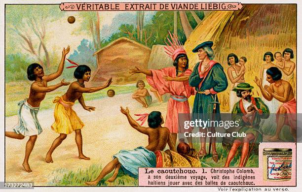 The History of Rubber: Christopher Columbus. During his second voyage, Christopher Columbus saw that the indigenous Haitians played with rubber...