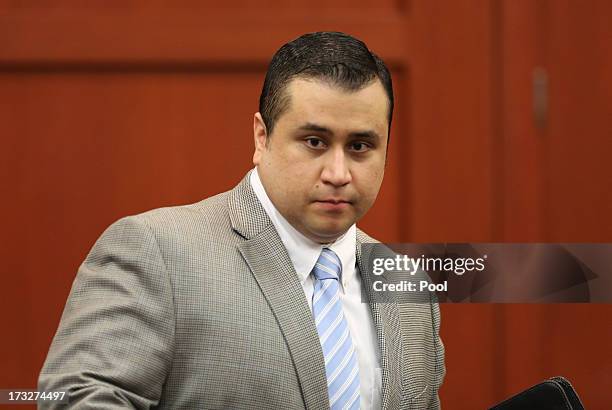 Defendant George Zimmerman arrives for his murder trial in Semimole circuit court July 11, 2013 in Sanford, Florida. Judge Debra Nelson has ruled...