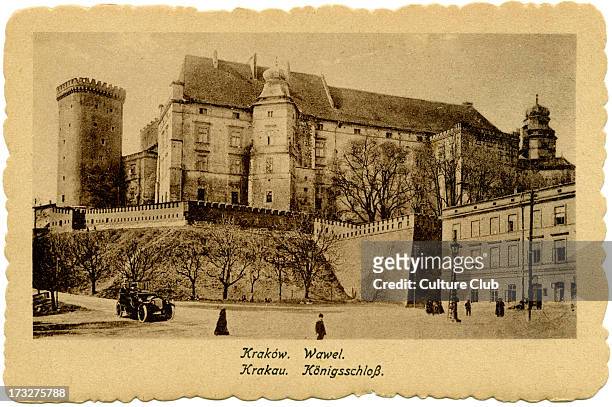 Wawel Castle, Krakow, 1918. Built at the request of Casimir III and subsequently rebuilt during 14th century. Post-WWII it became the National Art...