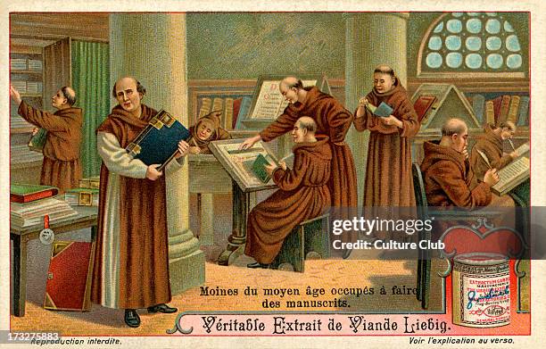 Monks copying manuscripts in the Middle Ages. In 11th and 12th century, most of the libraries were situated in monasteries where monks copied...
