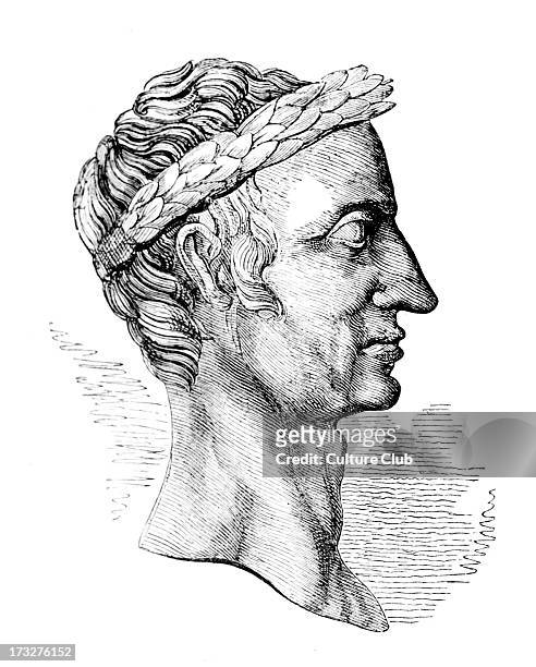 Julius Caesar - profile. Taken from a copper coin in the British Museum. Gaius Julius Caesar: Roman general and statesman, b. 13 July 100 BC - d. 15...