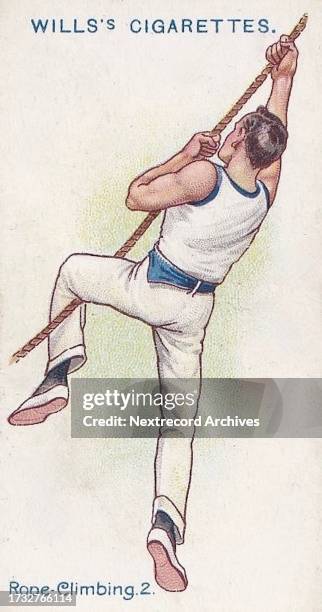 Collectible illustrated tobacco or cigarette card, 'Physical Culture' series, published in 1914 by Wills Cigarettes, depicting a male athlete...