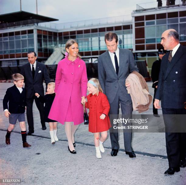 Picture released around 1965 of King Albert II of Belgium and Queen Paola with their children, Prince Philippe , prince Laurent and Princess Astrid....