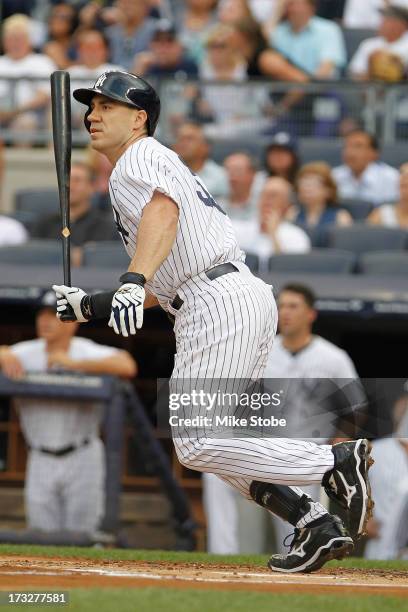 Travis Hafner of the New York Yankees bats against the Kansas City Royals at Yankee Stadium on July 8, 2013 in the Bronx borough of New York City....