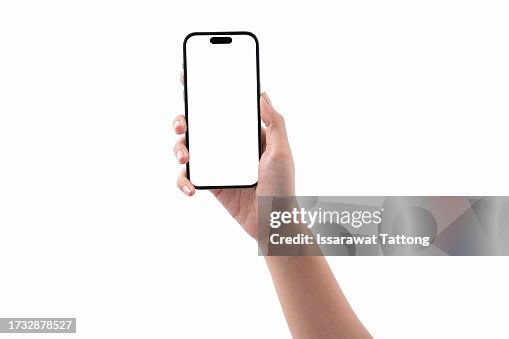 Woman hand holding smartphone isolated on white background Woman hand holding smartphone isolated on white background