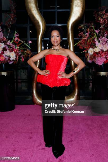 Regina King, wearing Schiaparelli, is seen as Neiman Marcus Welcomes Schiaparelli's Daniel Roseberry to Los Angeles at John Sowden House on October...