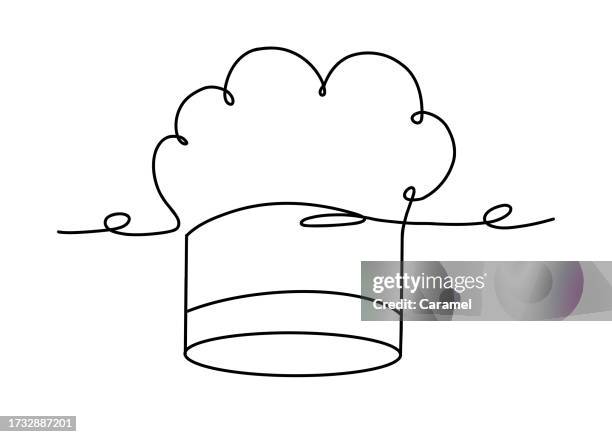 stockillustraties, clipart, cartoons en iconen met chef hat continuous line art - koksmuts