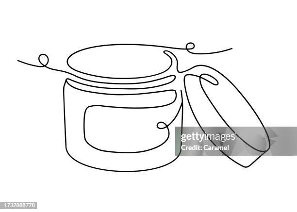 moisturizer, face cream continuous line art - jar stock illustrations