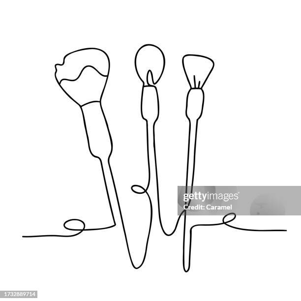 continuous line makeup brush icon - make up brush stock illustrations