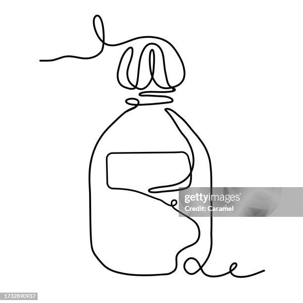 continuous line perfume bottle icon - nice smell stock illustrations
