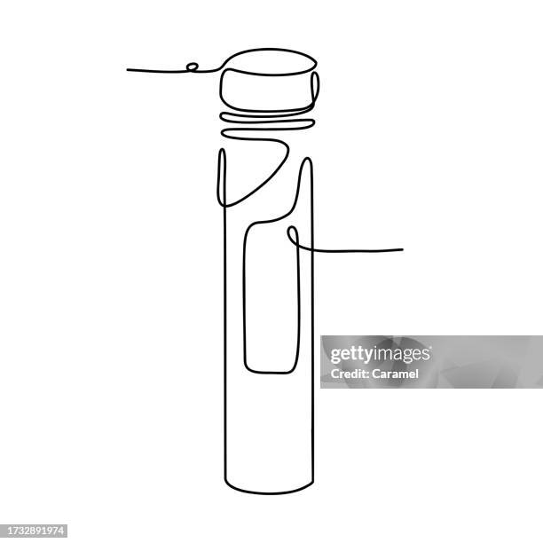 stockillustraties, clipart, cartoons en iconen met continuous line blood collection tube icon - medisch specimen