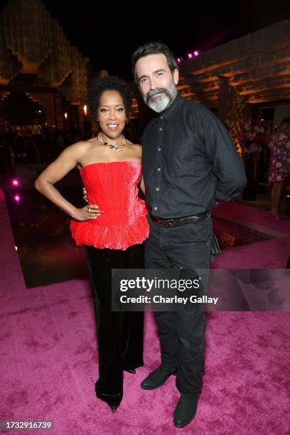 Regina King, wearing Schiaparelli, and Schiaparelli Artistic Director Daniel Roseberry are seen as Neiman Marcus Welcomes Schiaparelli's Daniel...