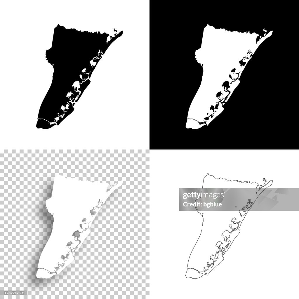 Cape May County, New Jersey. Maps for design. Blank, white and black backgrounds