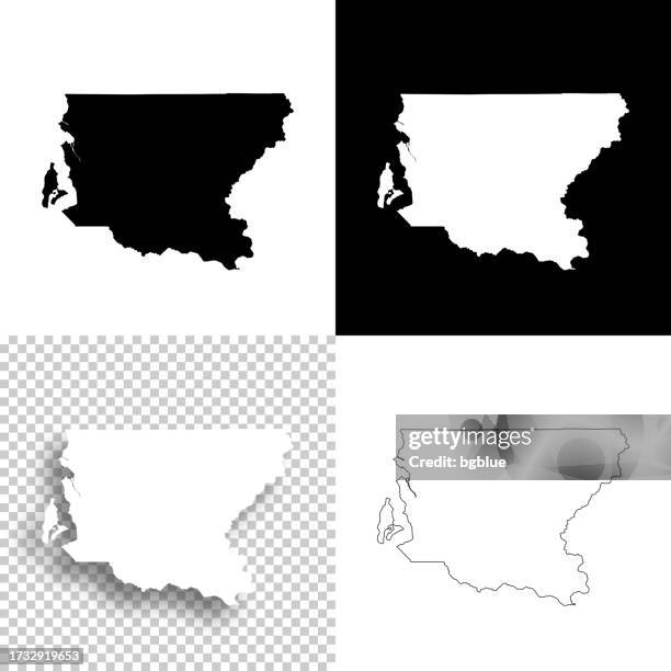 king county, washington. maps for design. blank, white and black backgrounds - seattle stock illustrations