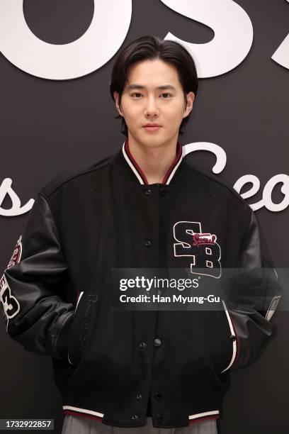 Su ho aka Suho of South Korean boy band EXO-K is seen at the BOSS 'Exclusive Boss Korea Capsule Collection' launch photocall on October 13, 2023 in...