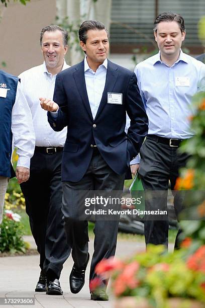 Mexican President Enrique Peña Nieto arrives to deliver a speech at the Allen & Co. Annual conference at the Sun Valley Resort on July 11, 2013 in...