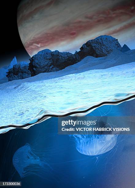 alien life, artwork - jupiter surface stock illustrations