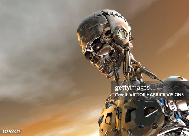 cyborg, artwork - android stock illustrations