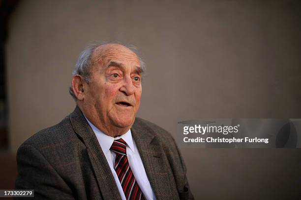 Freedom fighter Denis Goldberg talks to the media at Liliesleaf Farm, the apartheid-era hideout for Nelson Mandela and freedom fighters in...