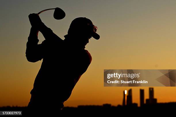 Borja Virto of Spain tees off on the first hole on Day Two of the acciona Open de Espana presented by Madrid at Club de Campo Villa de Madrid on...