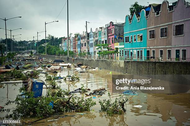 floods in manila. flooded street in marikina city - destroyed city stock pictures, royalty-free photos & images