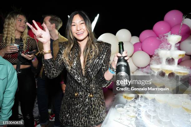 Lucy Guo attends the Le Bon Argent By Floyd Mayweather Presents Passes' Lucypalooza Sponsored By Flex & Betr on October 12, 2023 in Los Angeles,...
