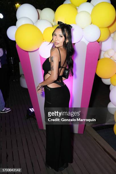 Linzy Luu attends the Le Bon Argent By Floyd Mayweather Presents Passes' Lucypalooza Sponsored By Flex & Betr on October 12, 2023 in Los Angeles,...