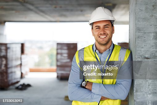 Portrait of young architect on construction site Portrait of young architect on construction site