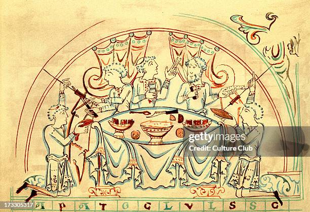 Banquet - 11th century illustration. .