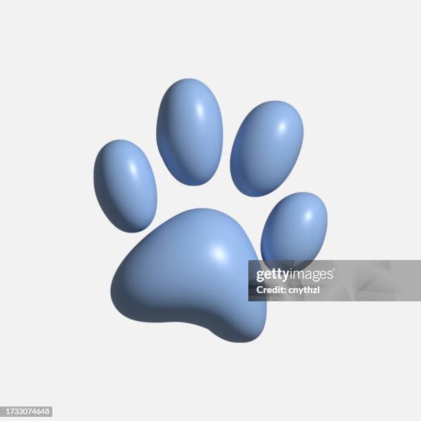 ilustraciones, imágenes clip art, dibujos animados e iconos de stock de ilustración vectorial de icono de huella de pata realista en 3d - huellas de perro