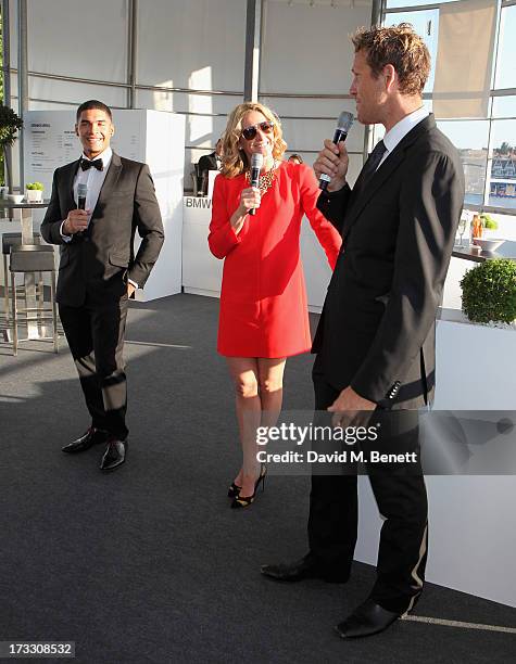 Louis Smith, Gabby Logan and James Cracknell speak during a Q&A session at The Henley Festival 2013 in partnership with BMW on July 11, 2013 in...