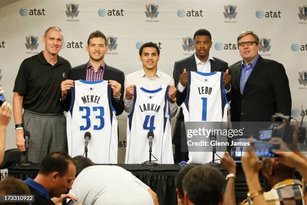 Dallas Mavericks Head Coach Rick Carlisle, Gal Mekel, Shane Larkin, Ricky Ledo and President of Basketball Operations/General Manager Donnie Nelson...