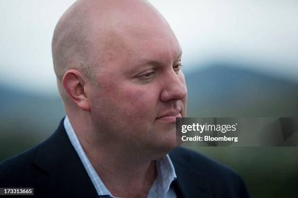Marc Andreessen, co-founder and general partner of Andreessen Horowitz, speaks during a Bloomberg Television interview on the sidelines of the Allen...