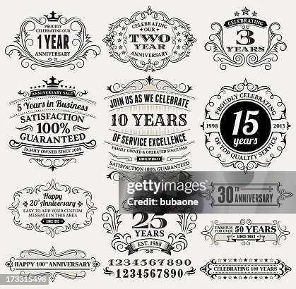 Vintage Anniversary Labels, Frames and Design Elements with Copy Space Vintage Anniversary Labels, Frames and Design Elements with Copy Space