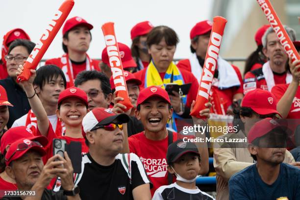 Fans look on on the grandstand during the MotoGP race during the MotoGP of Japan - Race at Twin Ring Motegi on October 01, 2023 in Motegi, Japan.