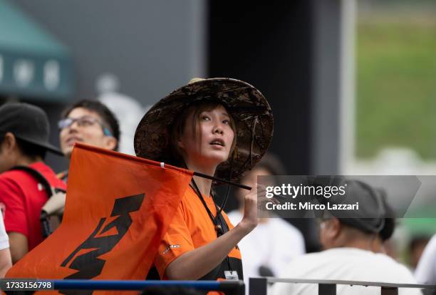 Fans look on on the grandstand during the MotoGP race during the MotoGP of Japan - Race at Twin Ring Motegi on October 01, 2023 in Motegi, Japan.