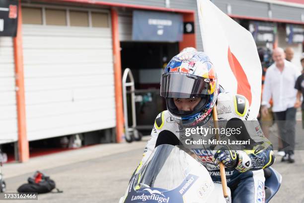 Ayumu Sasaki of Japan and Liqui Moly Husqvarna Intact GP celebrates the second place during the Moto3 race during the MotoGP of Japan - Race at Twin...