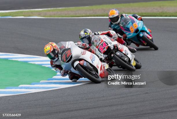 Taiyo Furusato of Japan and Honda Team Asia leads the field during the Moto3 race during the MotoGP of Japan - Race at Twin Ring Motegi on October...